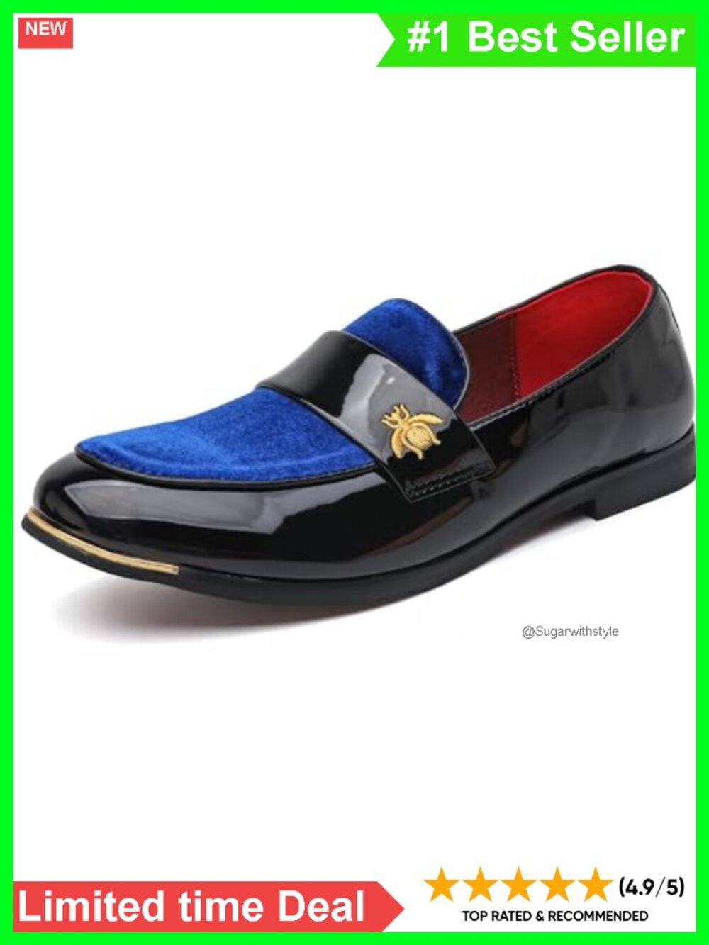 Velvet Patent Leather Gold Embroidery Loafers Slip On Dress Shoes